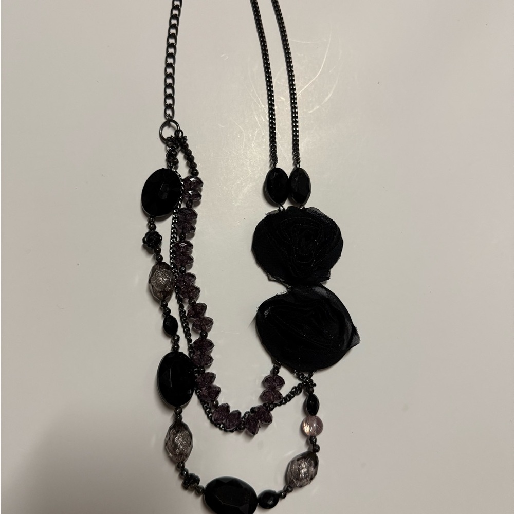 New York & Company Black and Purple Necklace